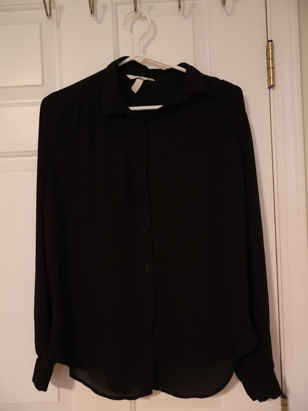 H&M Black Long-Sleeve Button-Down Blouse